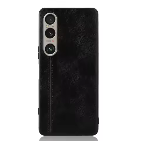 For Sony Xperia 10 V VI Case Luxury Calfskin PU Leather lines Hard Back Cover Case For Sony Xperia10