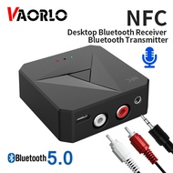 VAORLO NFC บลูทูธ5.0เสียง RCA เครื่องส่งสัญญาณ3.5มม.AUX USB แจ็คสเตอริโอไร้สายอะแดปเตอร์พร้อมไมโครโฟนสำหรับรถยนต์ T V ลำโพง PC