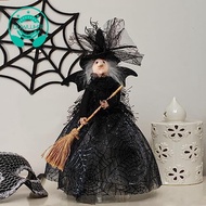 Halloween Witch Decoration 11 Inches Witch Doll Halloween Veil Witch Doll Witch Hat and Witch Broom 