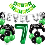 (SG SELLER) 7th Birthday Green Video Game Birthday Decoration Set Birthday Decor Gaming Kit Level Up