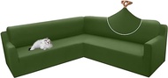 Arfntevss Corner Sofa Covers for Sectional L Shape Stretch Sofa Slipcover Pets Dogs Friendly Sectional Couch Cover Non Slip U Shaped Furniture Protector with Soft Luxury Elastic (Army Green, Large)