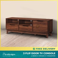 Flexidesignx Tv Cabinet 160cm Soft Close Door, 1 Drawer, Walnut console, fit Up to 65inch Tv-LOTUS