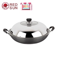40CM/ 42CM / 45CM RED SUN HARD ANODIC HEALTHY WOK WITH LID[cooking/steaming/frying]