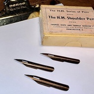 1920年代 英國老筆尖 H.M. Shoulder Pen 銅合金 沾水筆尖 細字 F