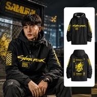 Ready Stock Cyberpunk 2077 Edgerunners Hooded Windbreaker Jacket Loose Fit Men Anime Outdoor