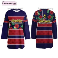 Baju Muslimah Malaysia Couple Set Merdeka Red and Blue White Baju Muslimah Murah Plus Size Microfibre Jersey Muslimah Baju Perempuan Baju Lelaki Baju Jersi Muslimah Atief Design