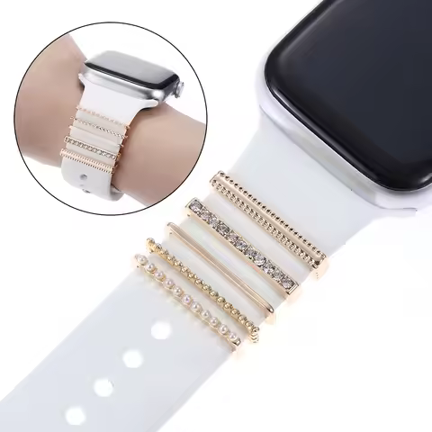 Pearl Diamond Decoration Ring For Apple Watch Band Strap Ornament Smart Watch Silicone Strap Accesso