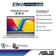 Asus Vivobook 15 A1504V-ABQ353WS Laptop | Intel i5-1335U, 8GB D4, 512GB, 15.6" FHD, MS Office, W11 | Cool Silver