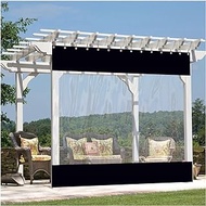 Outdoor Curtain Gazebos Balcony Tarp Curtains PVC Transparent Waterproof With Eyelet, for Porch, Yard, Sliding Door, Customizable (Color : BLACK, Size : 6x5m)