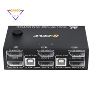 8K Dual Monitor KVM Switch,Displayport 1.4 KVM Switch 2 Monitors 2 Computers 8K 30Hz 4K 144Hz with 4