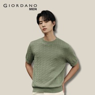 [Online Exclusive - Korea Collection]Giordano Men Crewneck Short Sleeve Cable Knit Sweater