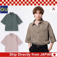 GU Men's Twill Boxy Work Shirt Q【Direct from Japan】