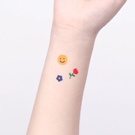 迷你刺青紋身貼紙 - 笑臉 小花 星球 手指刺青 雙色組合 2款