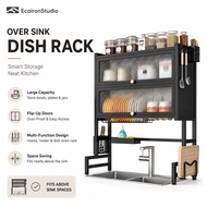 EcoIron Studio Rak Pinggan Sinki Dustproof Over Sink Dish Rack 55-125cm Rak Dapur Dish Drainer Mangk