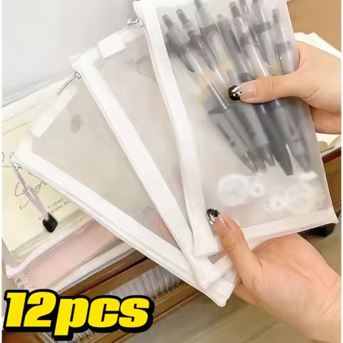 Transparent Nylon Mesh File Storage Bag for Office A4/A5/A6 Documents Student Papers Pen Holders Mul