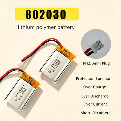 802030 Battery 3.7V 400mAh Rechargeable Polymer Lithium Batteries for LED Lights Beauty Instruments 