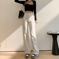 Women's High Waist Jeans Culottes Beige Jeans (Adjustable Waist)