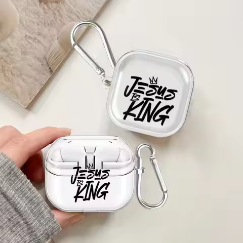 J-Jesuss Is King Case For Samsung Galaxy Buds 4Pro Live 2 3Pro 3 FE 4 Pro Clear Earphone Cases Cover