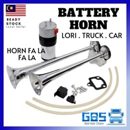 GBS Truck Lori 12/24V Air Horn Double Trumpet Compressor Horn Fa La Fa La Horn Kereta Lori Super Lou