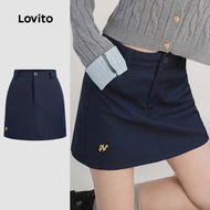 Lovito Women Casual Skirt Plain Embroidery Summer/Spring Skirt L133AD476 Lovito Skirt Kasual Wanita 
