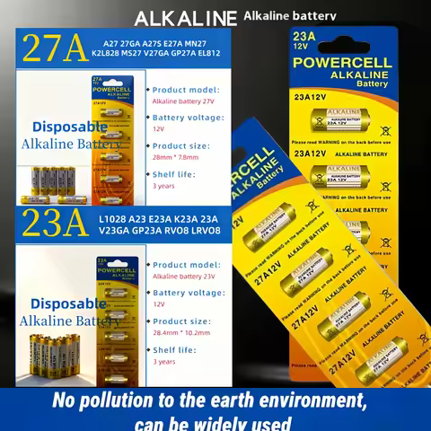 12 Volt 23A, 27A Alkaline Batteries (Models: A23, A27, MN21, 8LR932) for Remote Controls, Sensors, A