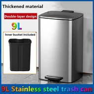 Stainless steel trash can Silent Garbage Bin Simple Square Garbage Bin Large Capacity Garbage Bin