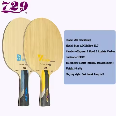 729 Friendship Yellow KLC AD Table Tennis Blade 5 Wood 2 Arylate Carbon Professional Ping Pong Blade