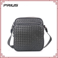 DELLON Black Woven Men's Leather Sling Bag