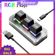 RGB Mini Cut Copy Paste Keyboard Hotswap 3-Key Programmable Keyboard USB Type-C
