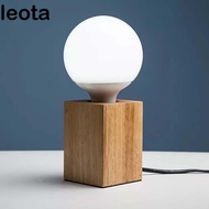 LEOTA Bulb Holder Polygon E27 Night Light Home Decor Solid Wood Living Room Wood Lamp Holder