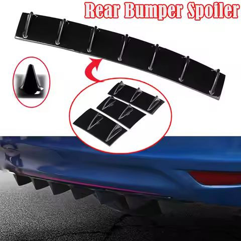 Glossy Black Rear Bumper Spoiler Diffuser 3PCS 7-Fin Lower Body Kit Modification for BMW E39 E60 E46