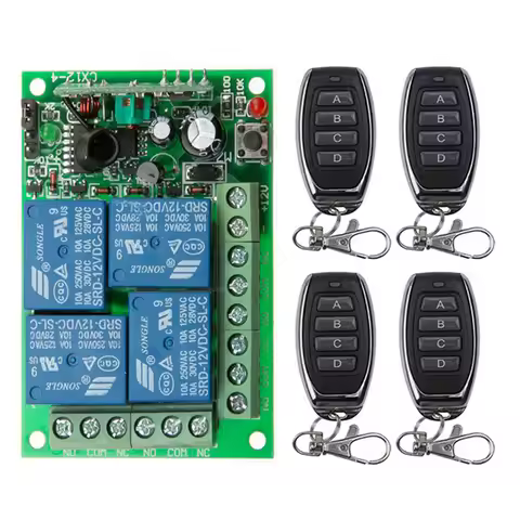 DC12V 24V 4CH 4 CH Wireless RF Remote Control Light Switch 10A Relay Output Radio Receiver Module sw