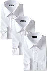 Men's Long Sleeve Solid White Shirt, 3-Piece Set, Wrinkle Resistant, 3D Pattern, Business, Classic, 