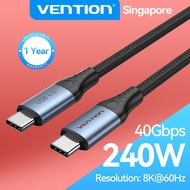 Vention Type C Cable PD 240W 5A USB4.0 Mulitfunctional USB C to USB C Cable 40Gbps 8K 60Hz Nylon Bra