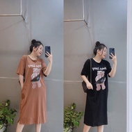 Women's Always Sunny Bear Print Cute Loose Short Sleeve Dress TTDSA0547