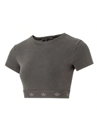 เสื้อยืดแขนสั้นแบบสบายๆ ลาย ribbed สำหรับผู้หญิง JD0041