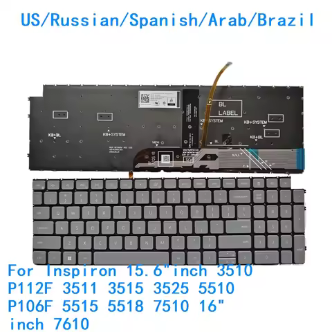US RU SP AR BR Backlit Keyboard For Dell Inspiron 15.6"inch 3510 P112F 3511 3515 3525 5510 P106F 551