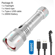 Asafee JF023 LED Flashlight 30W White Laser Hand Torch 5800LM Handlight IPX5 Waterproof USB Recharge