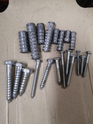 1set(1screw 1 lug) expansion lug w/screw bolt : 1/4", 5/16",  3/8", 1/2" short &amp; long type available