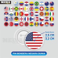 Flag Pin National Flag Pin/ WORLD Flag Pin/ WORLD Flag Brooch Pin/ Size 2.5 & 3.2 cm