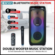 Xenon Portable Speaker Dual 6.5 Inch Speaker Music Station with Microphone Bluetooth and Remote