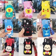 For OPPO A7 AX5S AX5 Realme C1 A3 A83 A71 Case Doraemon Stitch Cartoon Zipper Wallet Soft Mickey Minnie Cover