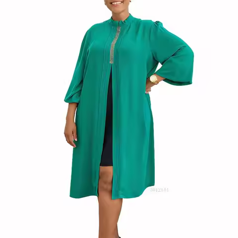 Autumn Elegant African Women Long Sleeve Polyester Plus Size Knee-length Dress Dashiki Africa Clothi