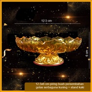 Fruit Plate, yellow multi-purpose glass offering fruit plate + 12.5x6 cm foot stand