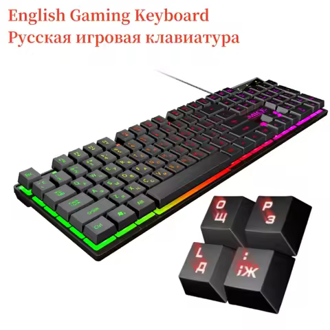 Russian Keyboard Gaming Keyboard Russian Layout 100% 104 Keys 3 Color Backlight Multimedia Keys USB