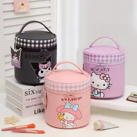 Hello Kitty Kuromi Cute Cartoon-Style Handbag Large-Capacity Portable Travel Toiletry Bag Handheld O