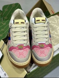 GUCCI Screener 髒髒鞋 GG琺瑯 板鞋 女 棕