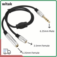 WITAK 1 Split in 2 Sound Cable, Plug and Play 0.5m / 1.6ft 6.35mm Male to 6.35mm 3.5mm Female, Durab