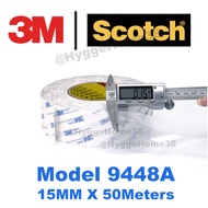 3M 9448A Double Sided Tape Thin Tearable Tissue Non Woven Strong Easy Removal Original Scotch 3Meter