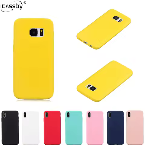 Rubber Silicone TPU Case For Samsung Galaxy S7 S8 Case Edge Samsung S7 Case Candy Color Soft TPU Bac